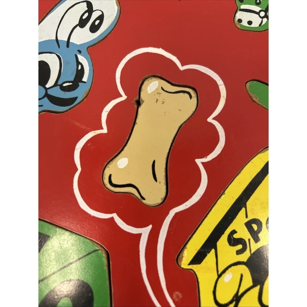 Vintage SIFO Wooden Toy Puppy Honey Bee Shape Puzzle‎ Read